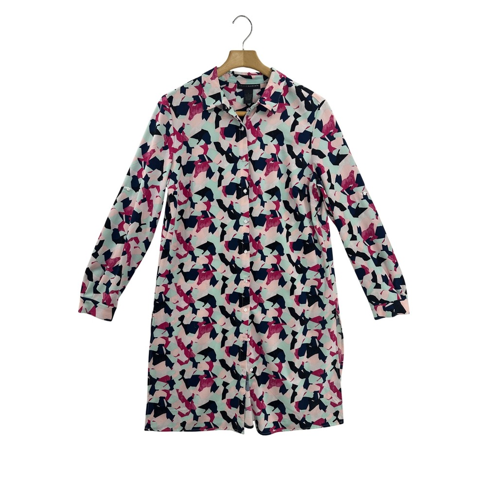 Grace Elements Abstract Print Button Front Long S… - image 1